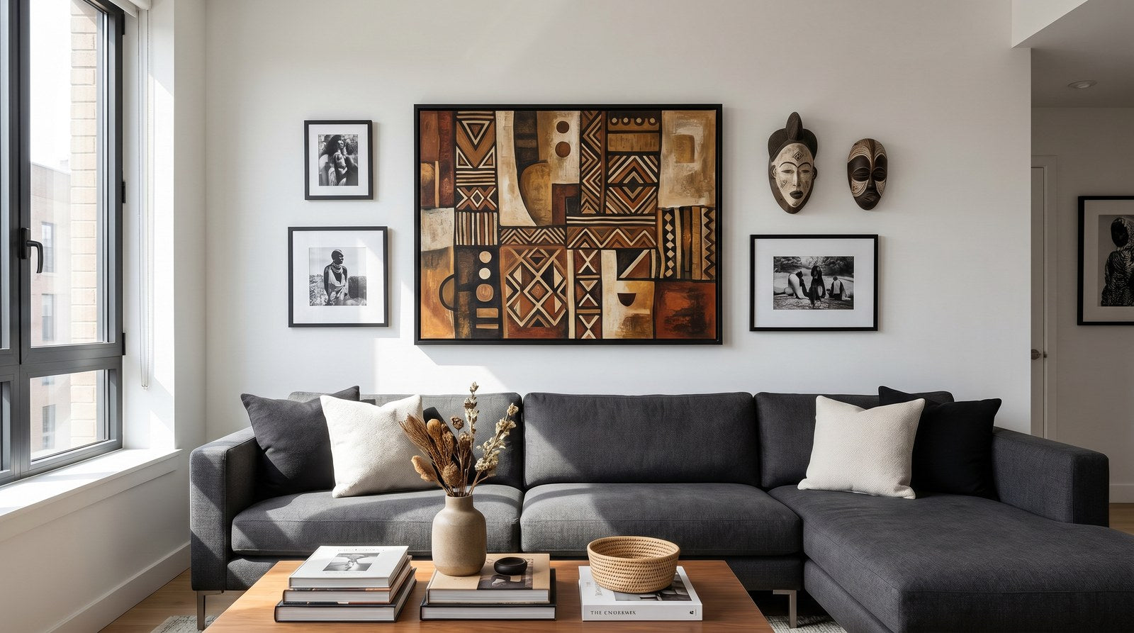 Editorial living room for Living Room Wall Decor Ideas for Apartments with warm natural light and sophisticated contemporary styling.