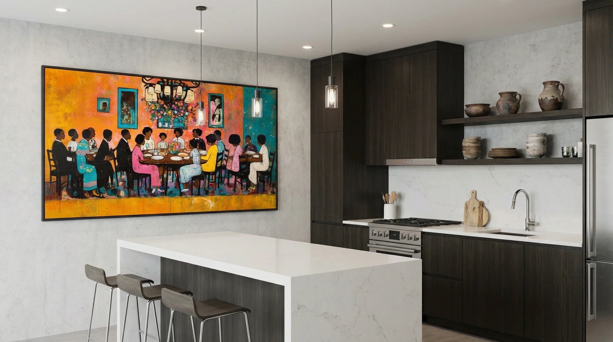 African American kitchen art for warm home decor