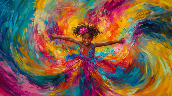 African American kids wall art with colorful cultural design