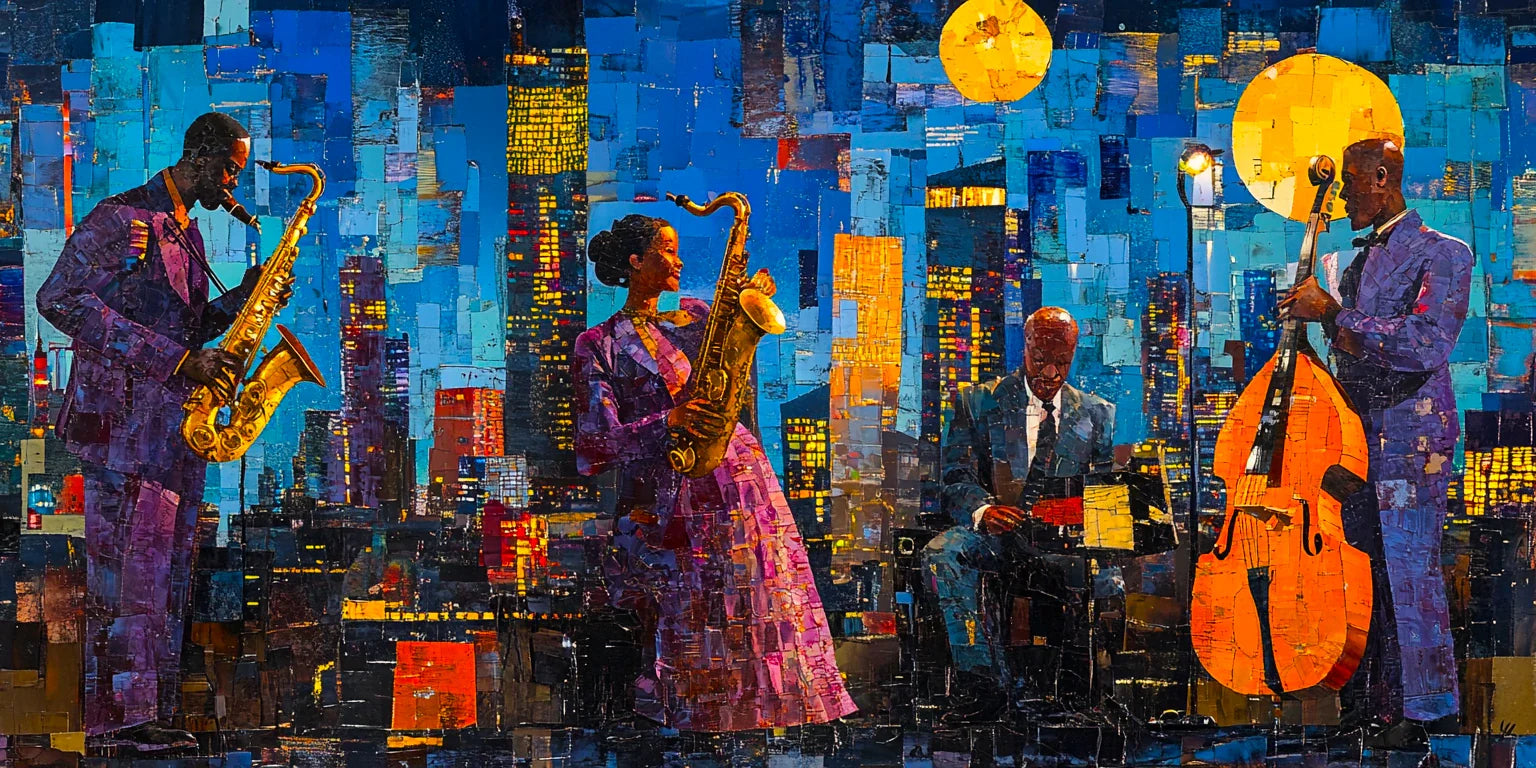 African American music and entertainment wall art with band