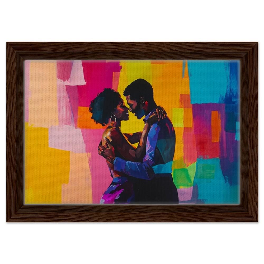 African American Giclée Art Canvas Print - Romantic Black Couple Abstract Decor for Living Room, Bedroom & Romantic Spaces - MoomZee Artwork -