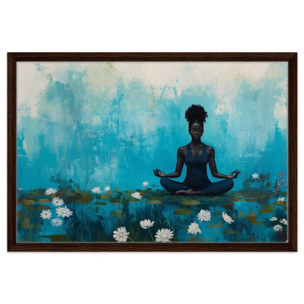 African American Meditation Giclée Canvas Print - Calming Yoga Room Decor - MoomZee Artwork -