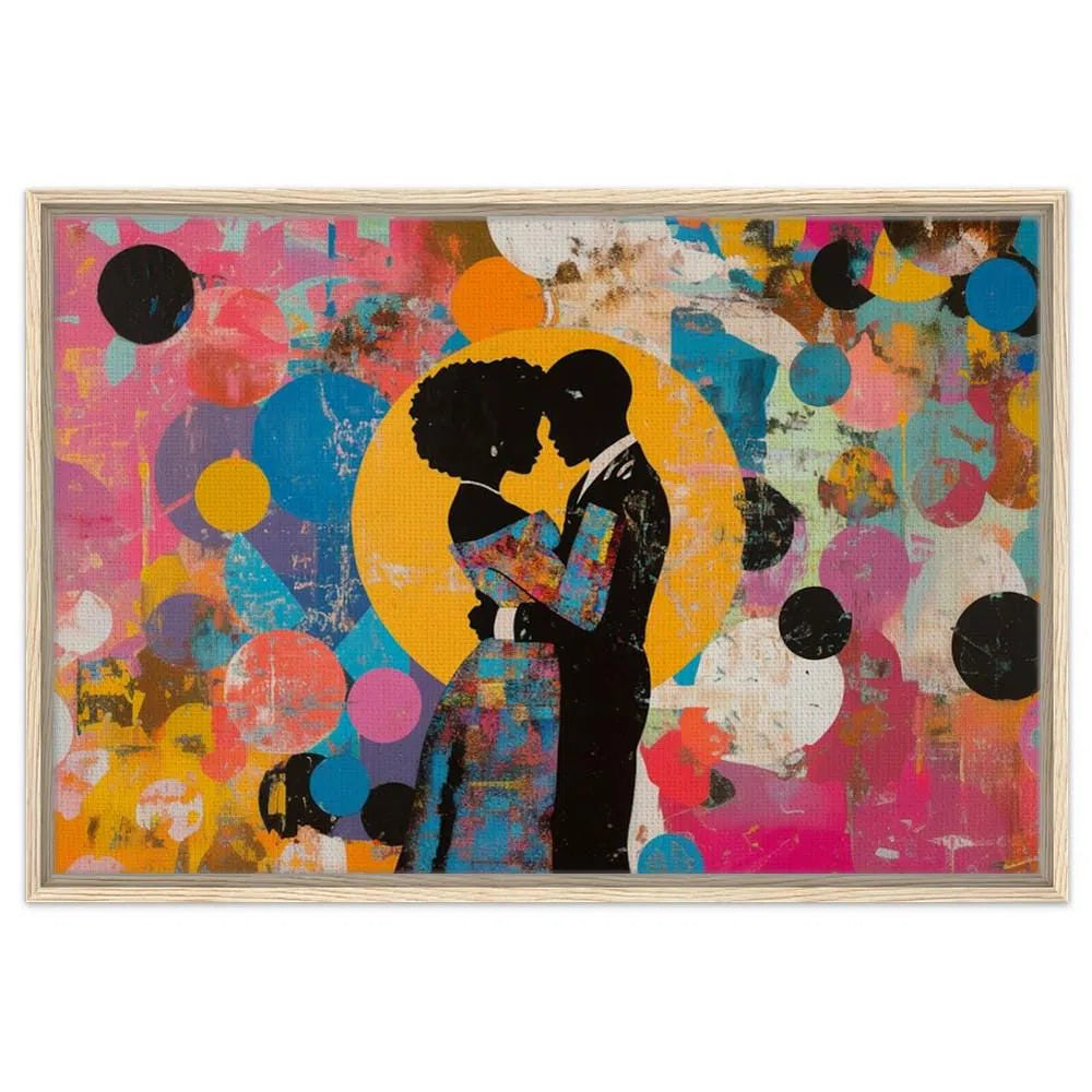 Black Couple Dancing Canvas Print - Abstract Romance Art for Modern Home Decor, Ideal for Living Room or Bedroom - MoomZee Artwork -