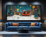Black Santa Wall Art Displayed In Modern Holiday Home