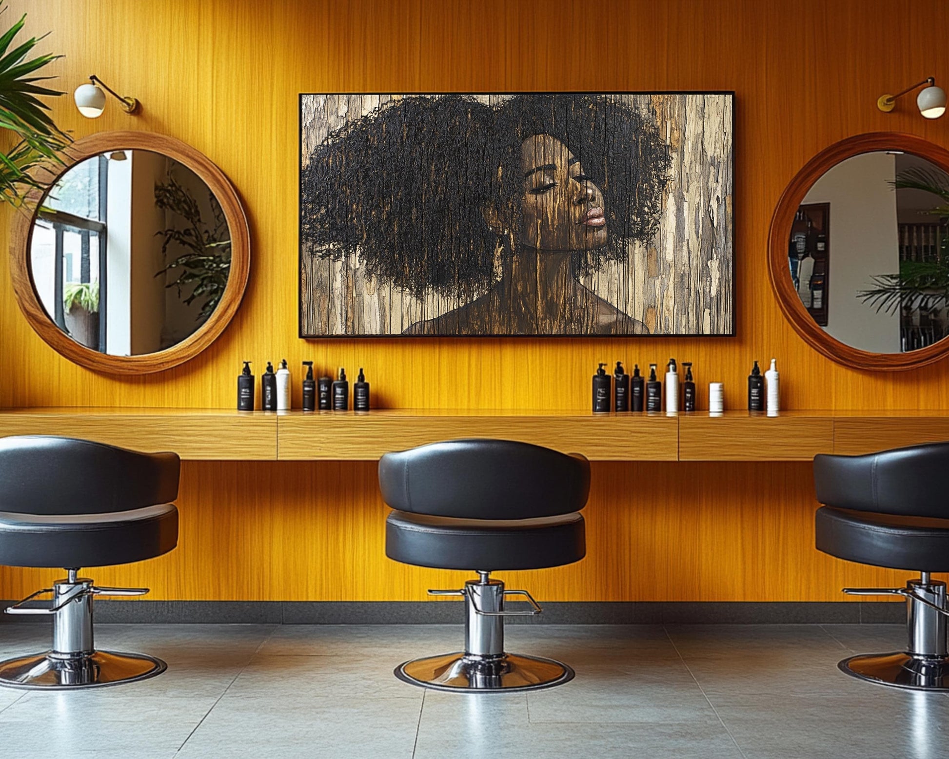 Black Woman Afro Hair Canvas Print - Modern Wall Art for Minimalist Decor - MoomZee Artwork -