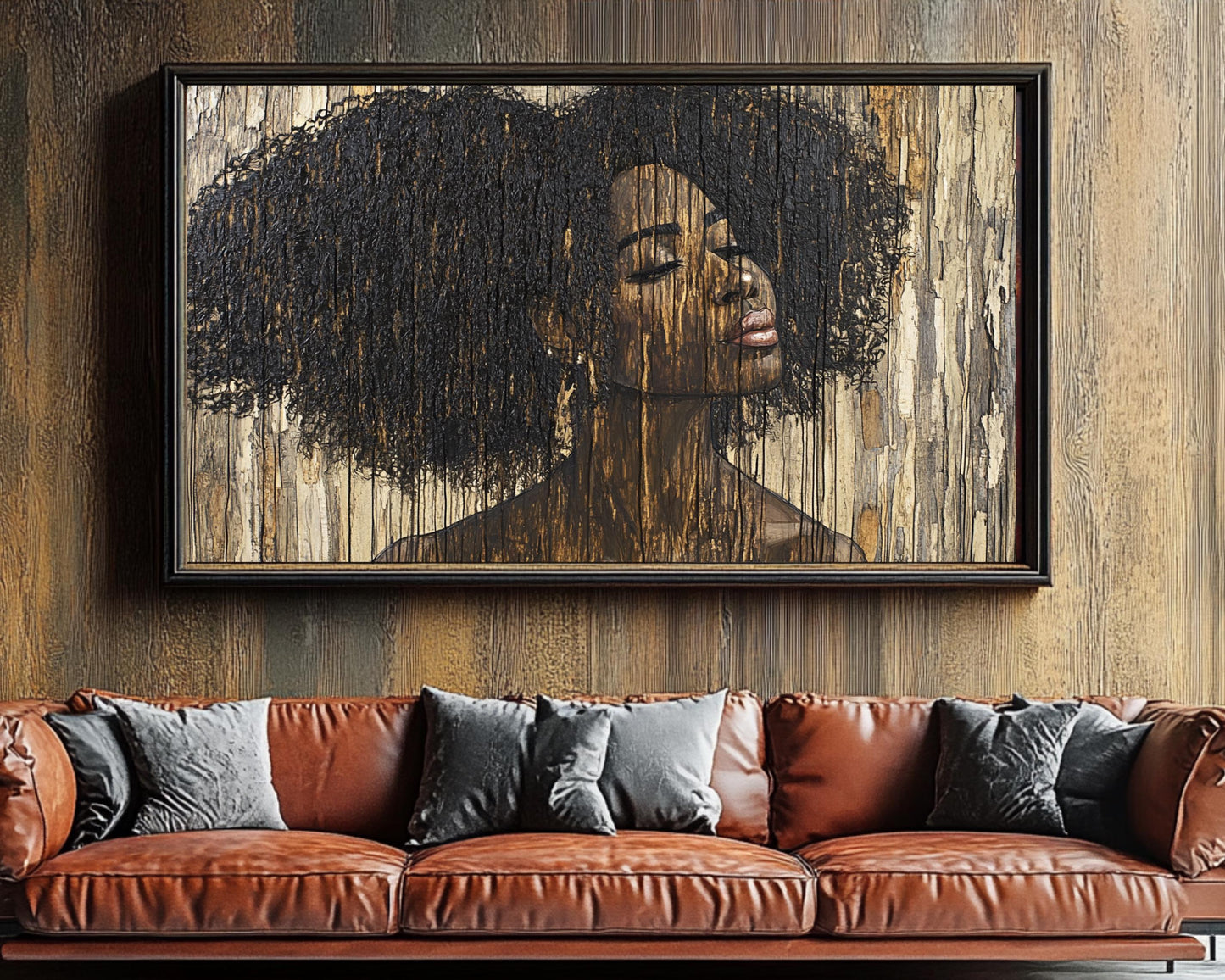 Black Woman Afro Hair Canvas Print - Modern Wall Art for Minimalist Decor - MoomZee Artwork -