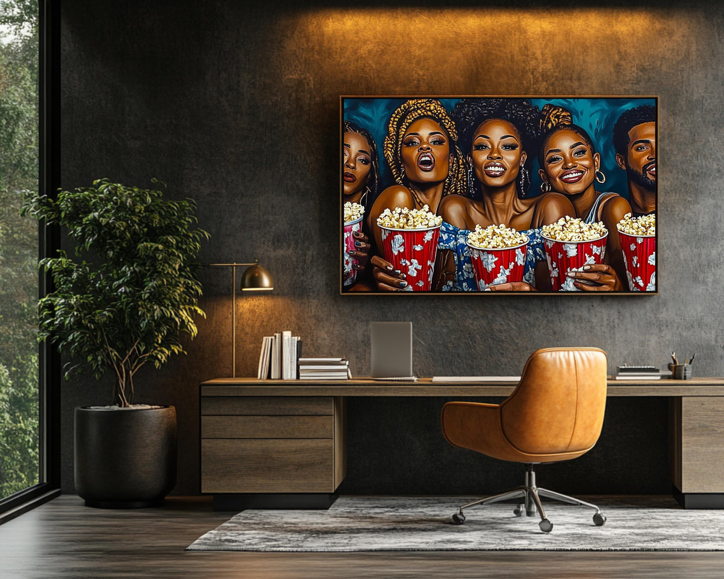 Stylish Black Friends Canvas Print - Living Room Decor, Modern Unity Art - MoomZee Artwork -