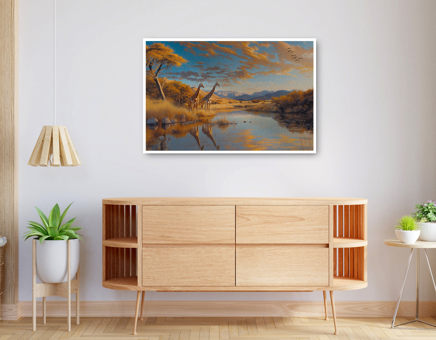 Alternate view of Golden Giraffe River Safari African American canvas print