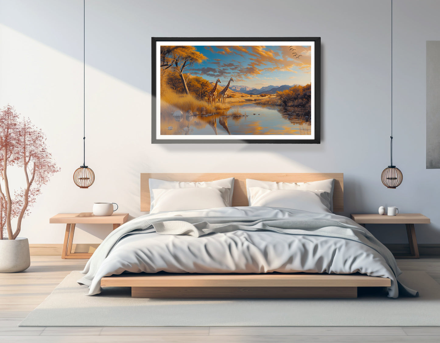 Golden Giraffe River Safari African American canvas print view 69