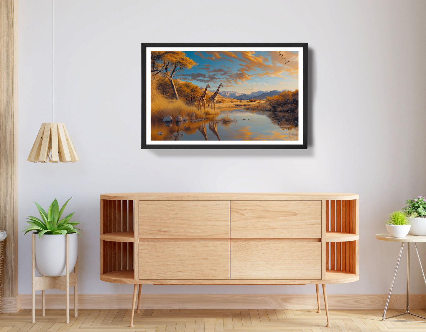 Golden Giraffe River Safari African American canvas print view 68