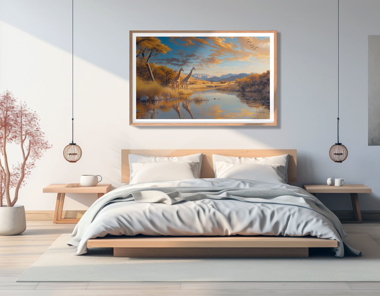 Golden Giraffe Safari Landscape African American canvas print view 80