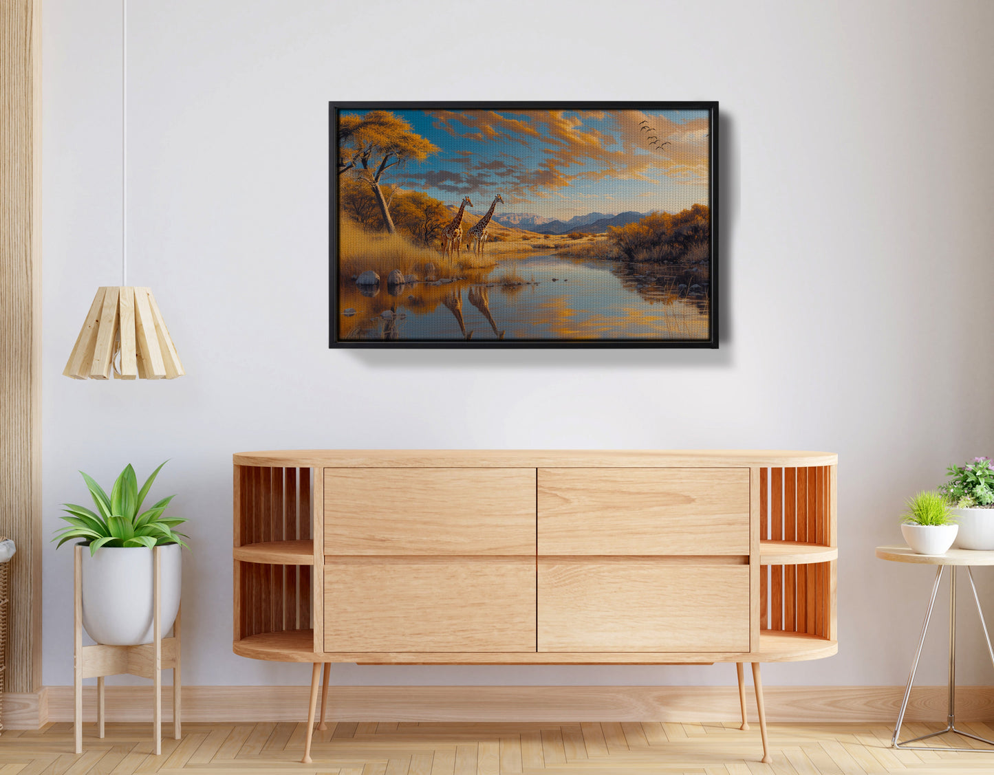 Golden Giraffe Safari Landscape African American canvas print view 25
