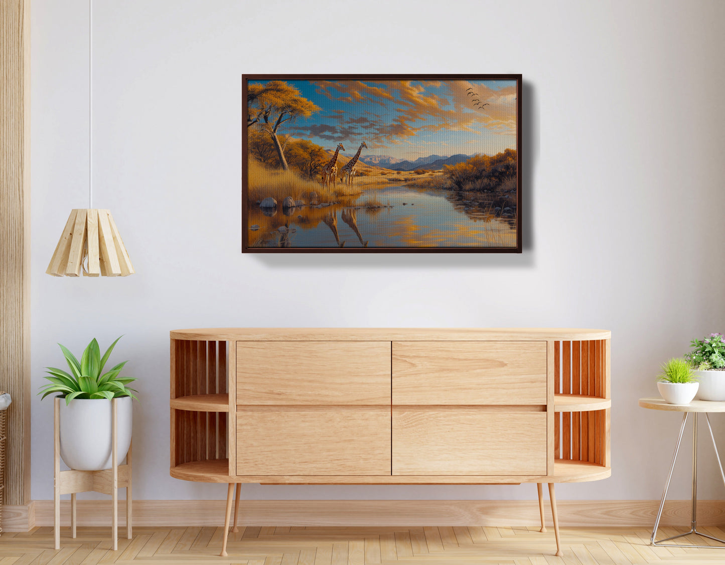 Golden Giraffe Safari Landscape African American canvas print view 31