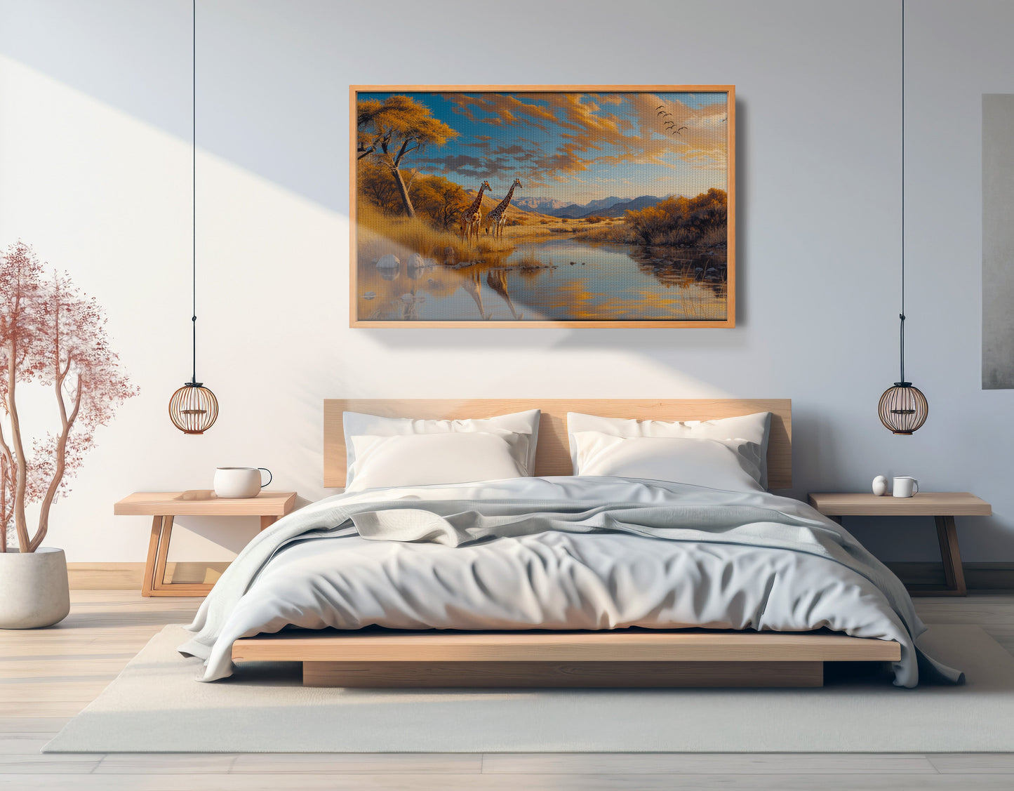 Golden Giraffe River Safari African American canvas print view 45