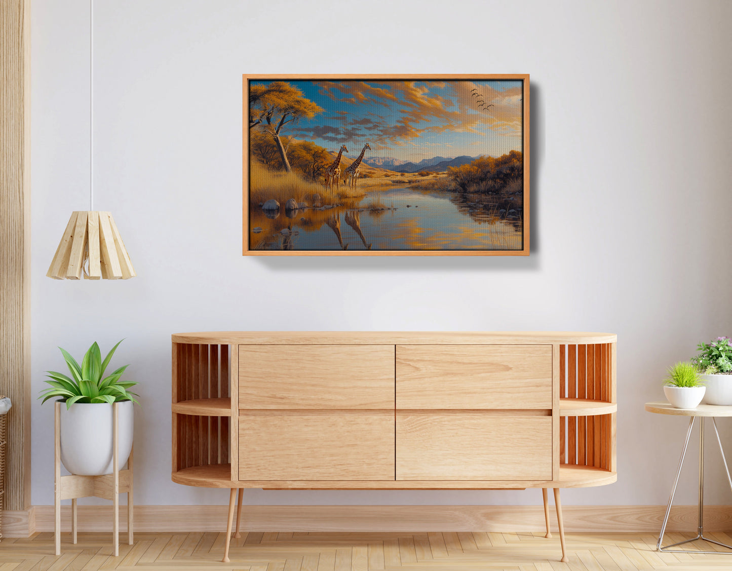 Golden Giraffe Safari Landscape African American canvas print view 43