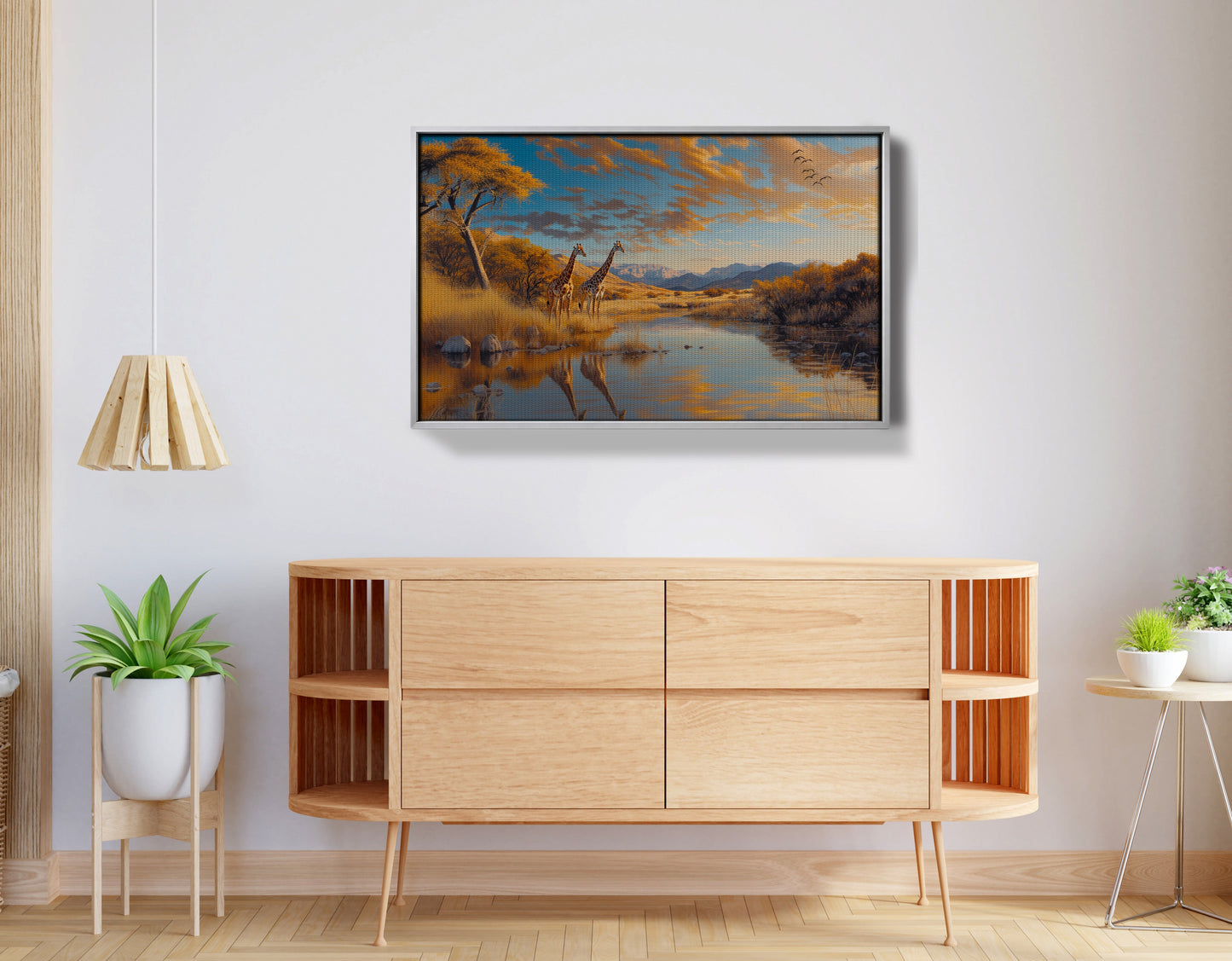 Golden Giraffe Safari Landscape African American canvas print view 55