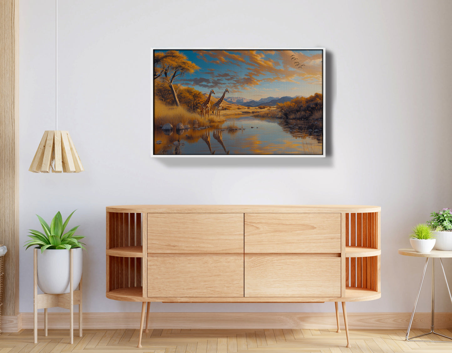 Golden Giraffe Safari Landscape African American canvas print view 61