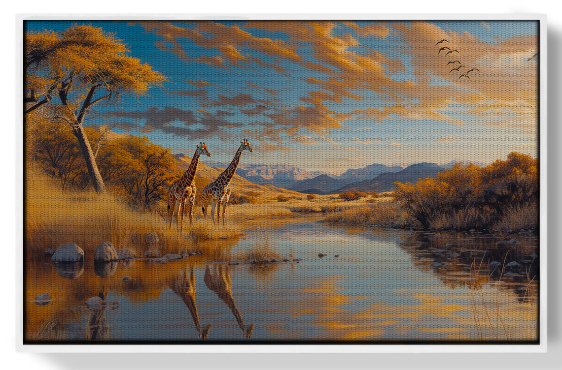 Golden Giraffe Safari Landscape African American canvas print view 60
