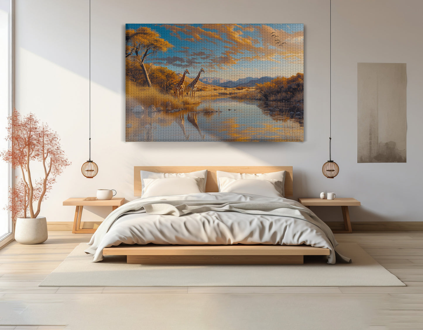 Golden Giraffe Safari Landscape African American canvas print view 15