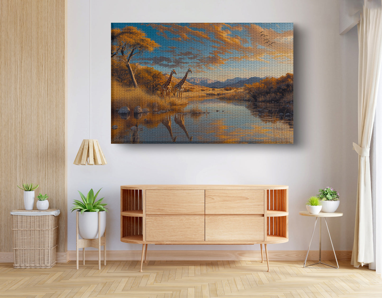 Golden Giraffe Safari Landscape African American canvas print view 14