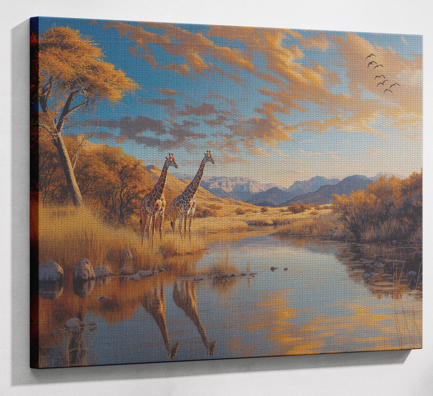Golden Giraffe Safari Landscape African American canvas print view 13