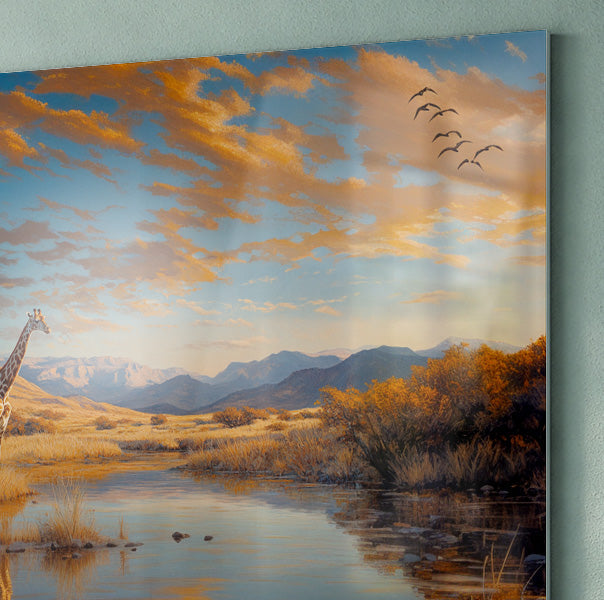 Golden Giraffe River Safari African American canvas print view 20