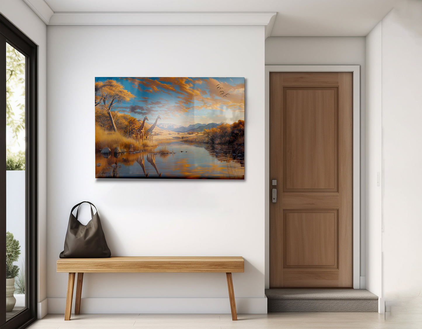 Golden Giraffe River Safari African American canvas print view 21
