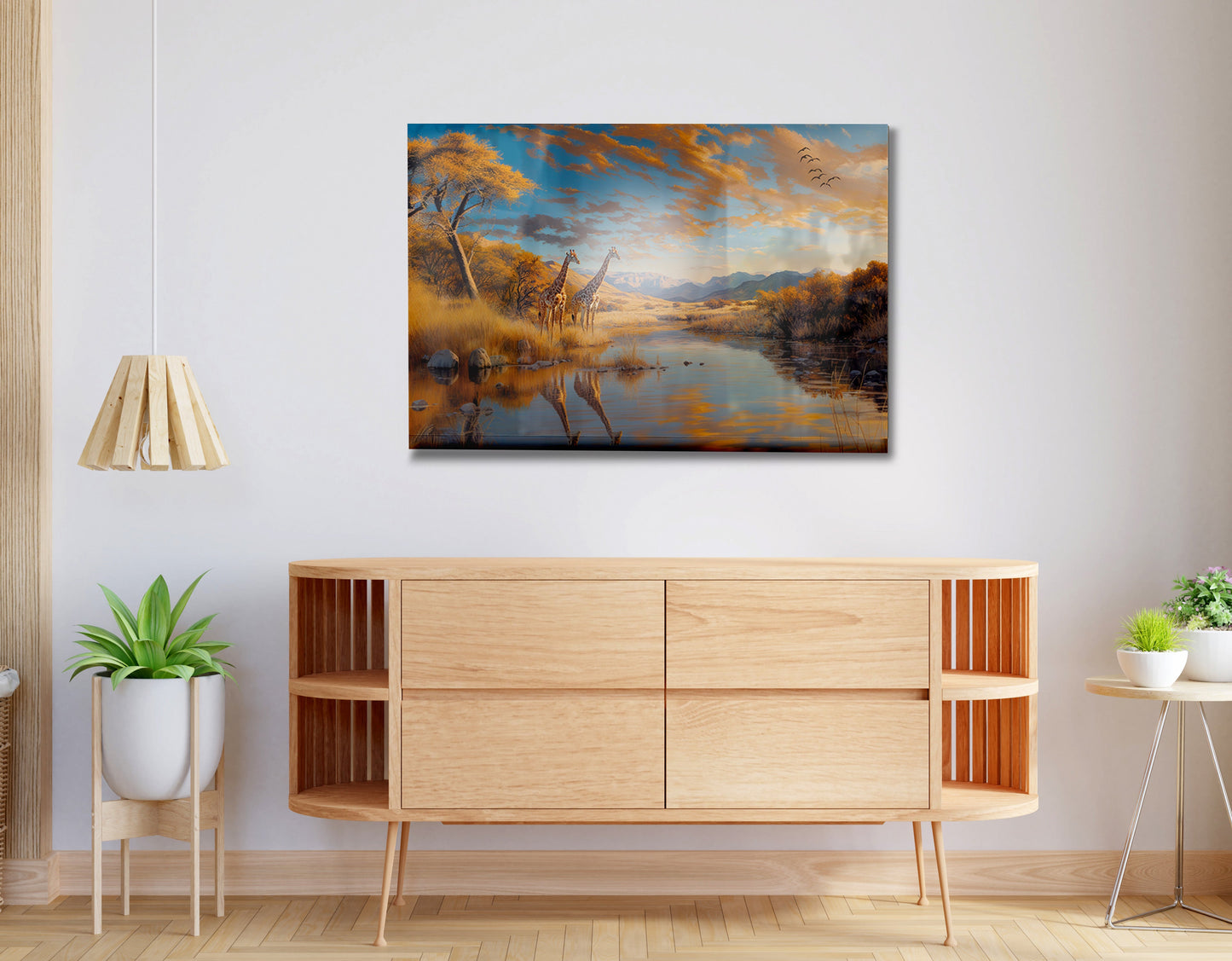 Golden Giraffe Safari Landscape African American canvas print view 23