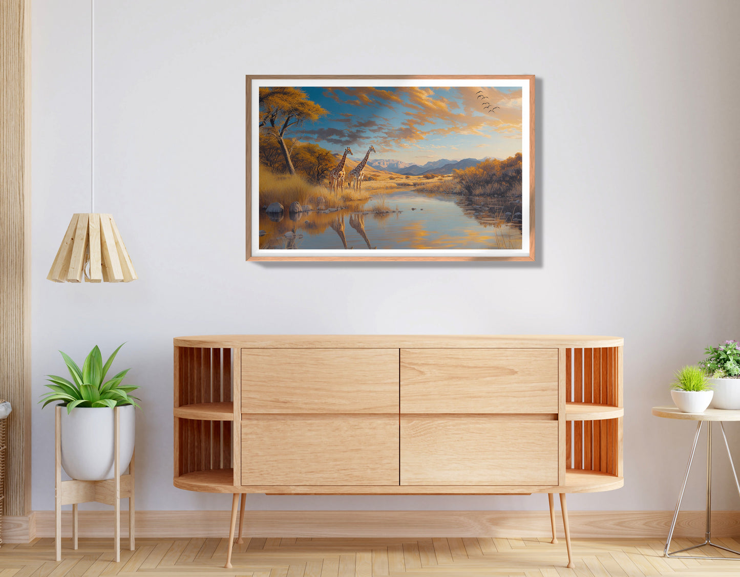 Golden Giraffe River Safari African American canvas print view 80