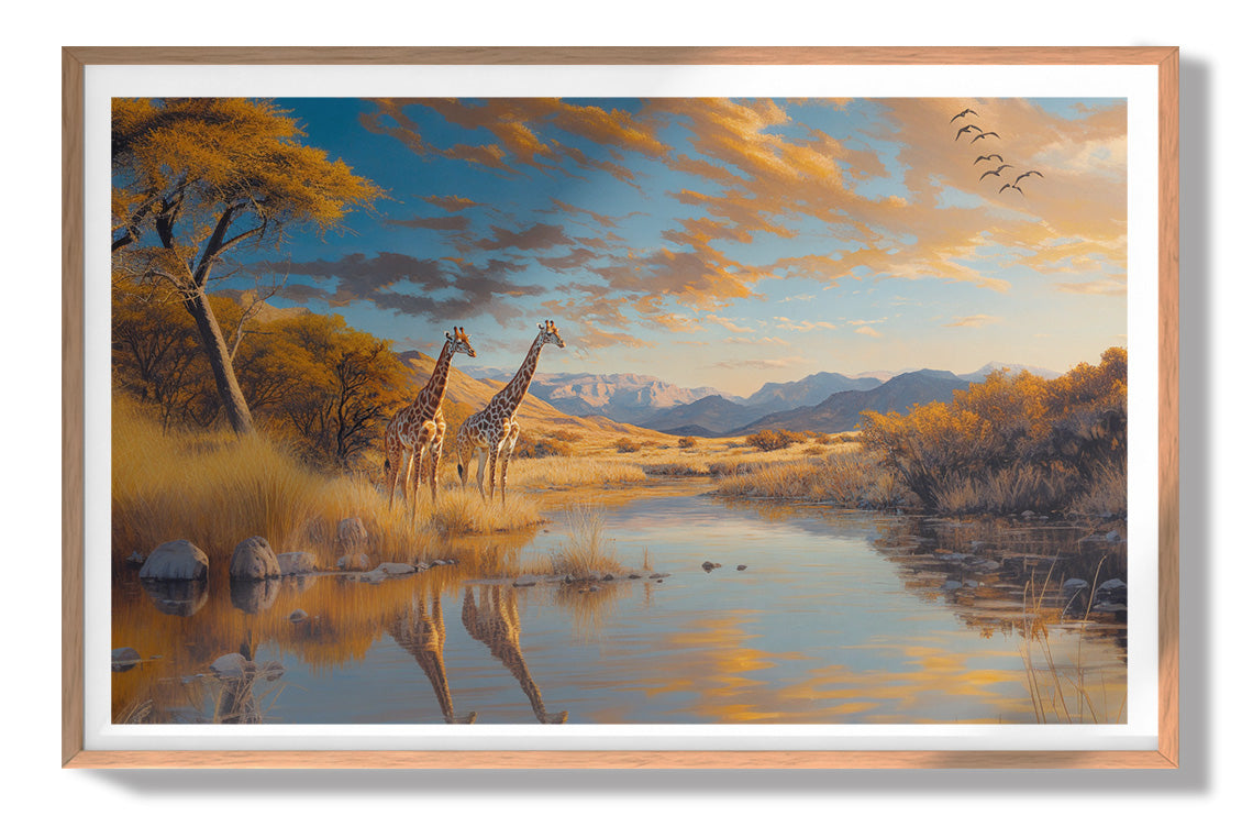 Golden Giraffe River Safari African American canvas print view 79