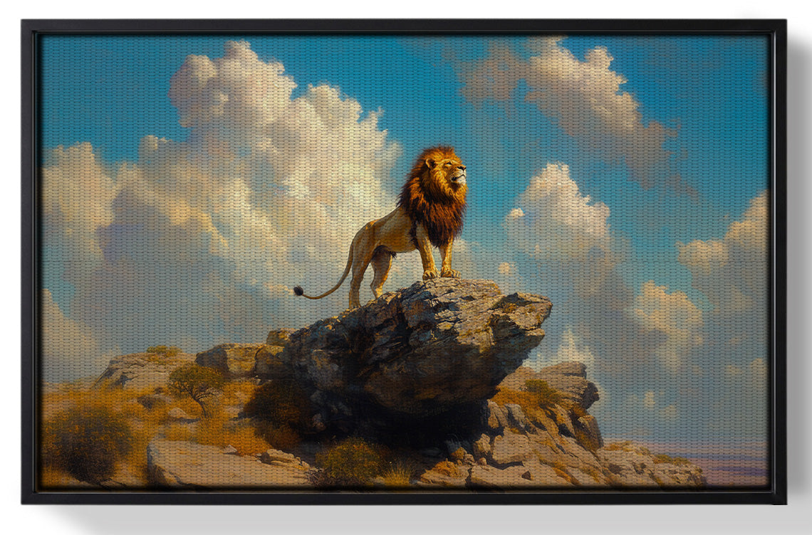 Framed Majestic Lion Safari African American canvas print for home decor