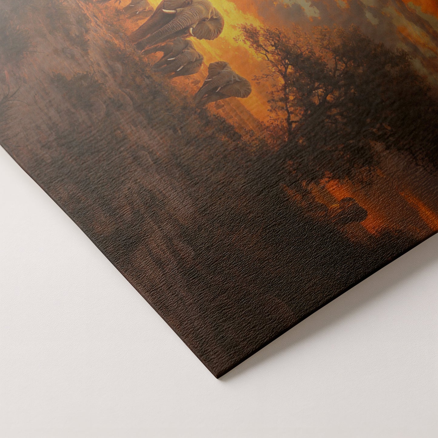 Elephant Sunset Safari Black Black culture wall art artwork by MoomZee Artwork