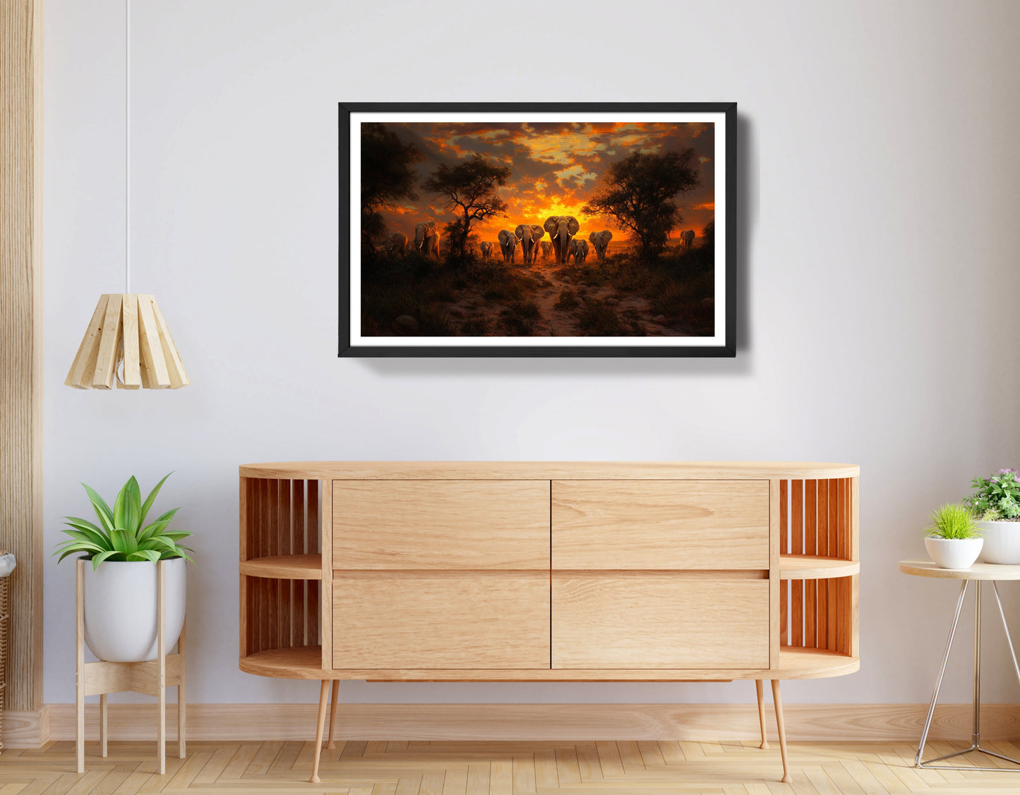 Elephant Sunset Safari Black Black culture wall art view 68