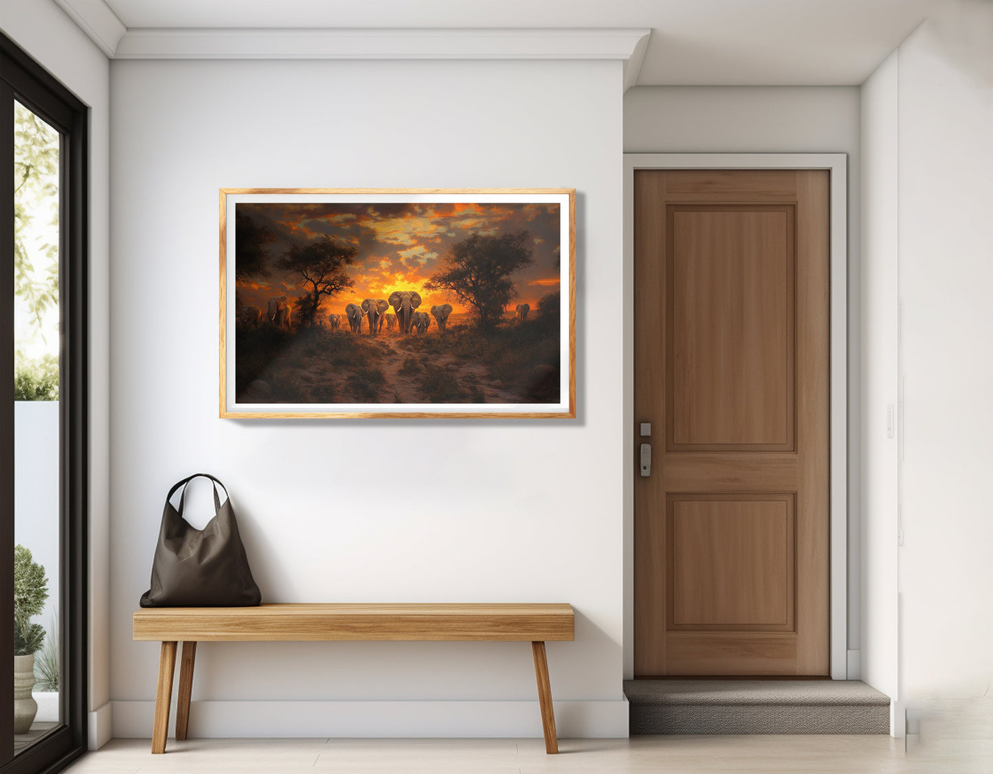 Elephant Sunset Safari Black Black culture wall art view 77