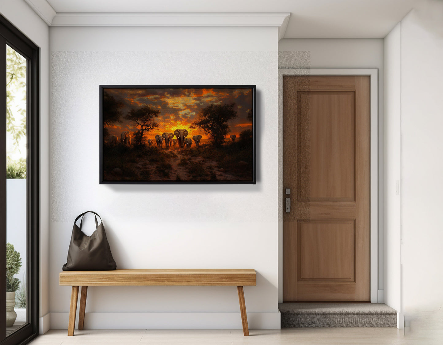 Elephant Sunset Safari Black Black culture wall art view 29