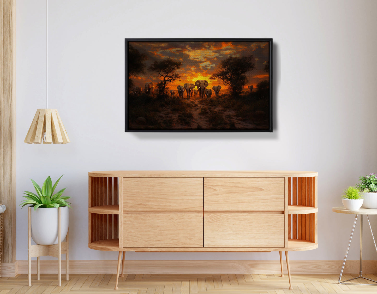 Elephant Sunset Safari Black Black culture wall art view 26
