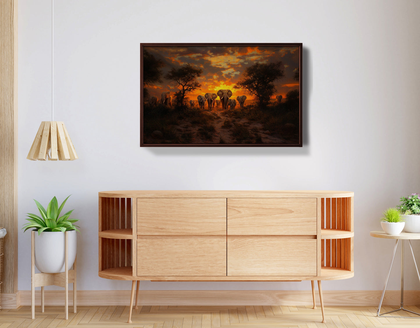 Elephant Sunset Safari Black Black culture wall art view 32