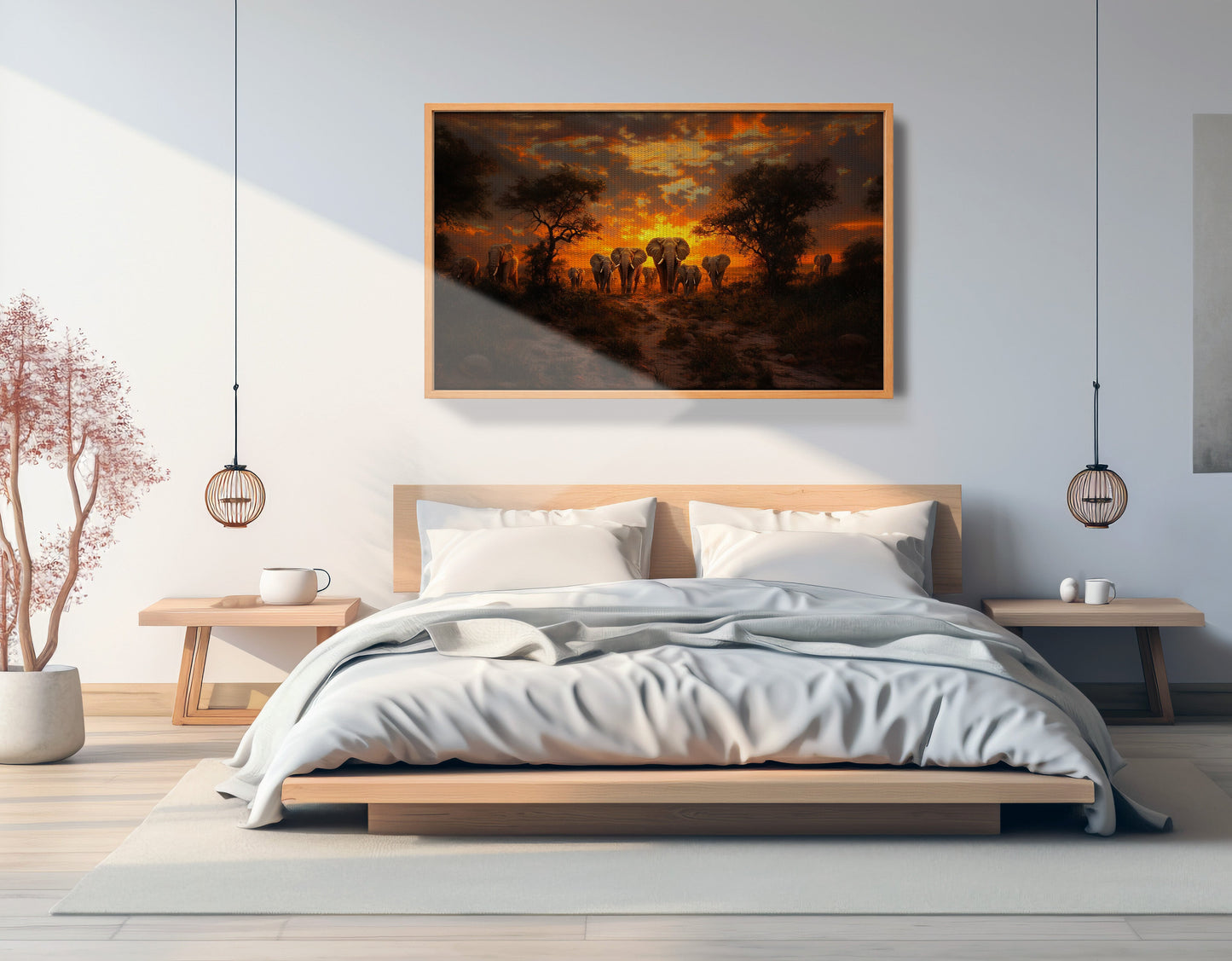 Elephant Sunset Safari Black Black culture wall art view 45