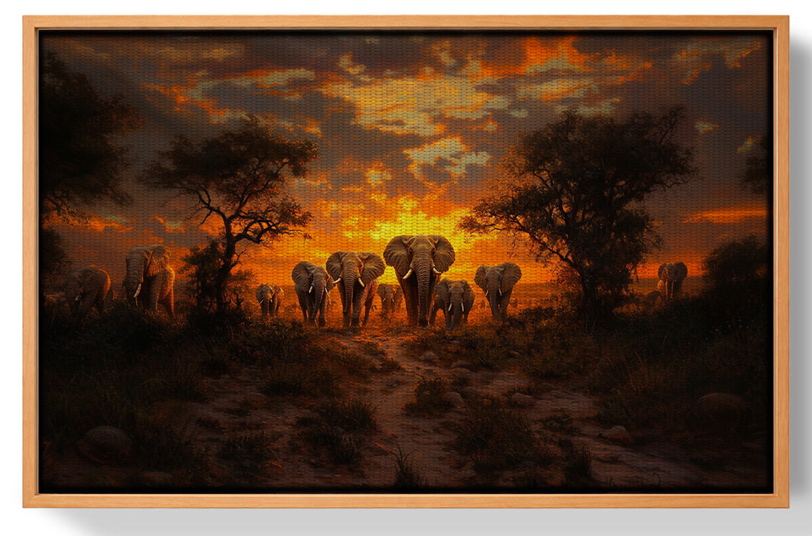 Elephant Sunset Safari Black Black culture wall art view 43