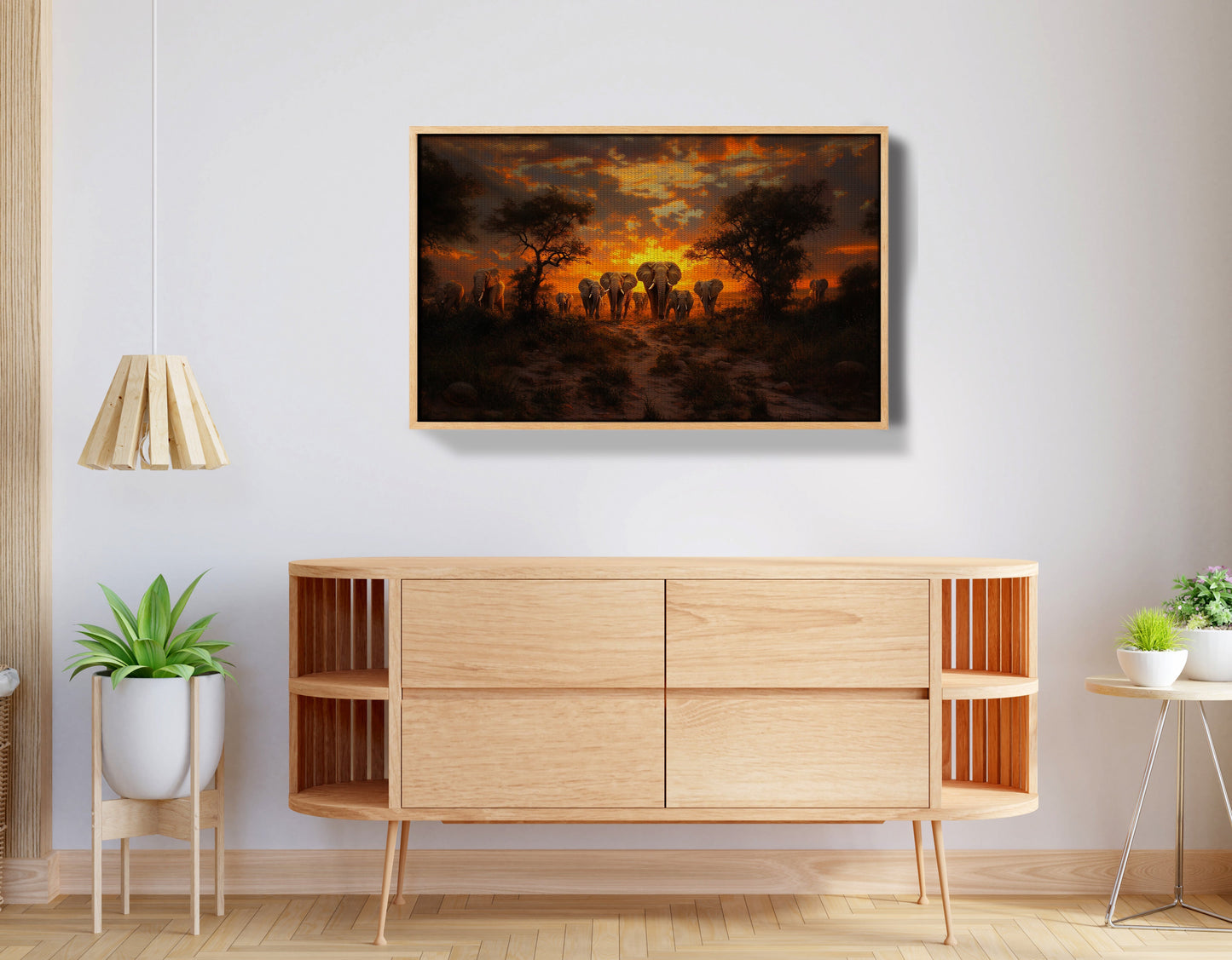 Elephant Sunset Safari Black Black culture wall art view 50