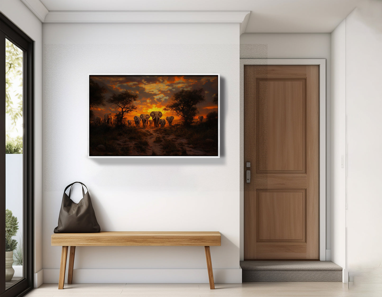 Elephant Sunset Safari Black Black culture wall art view 65