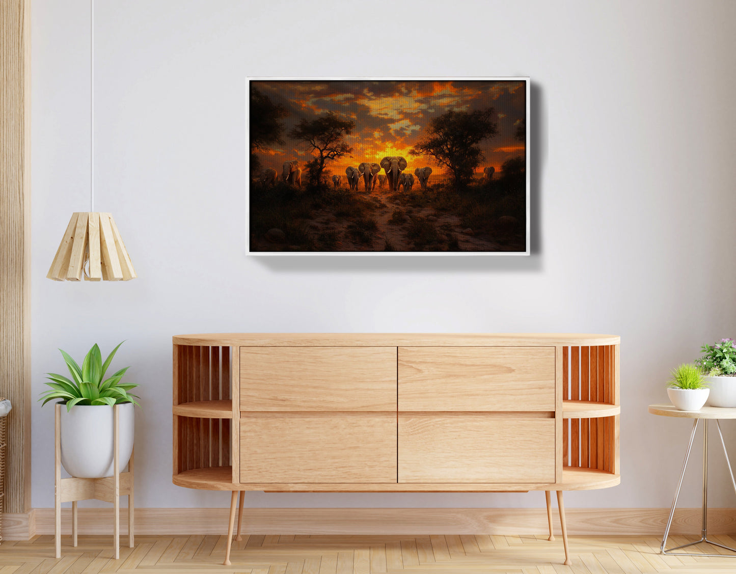 Elephant Sunset Safari Black Black culture wall art view 62