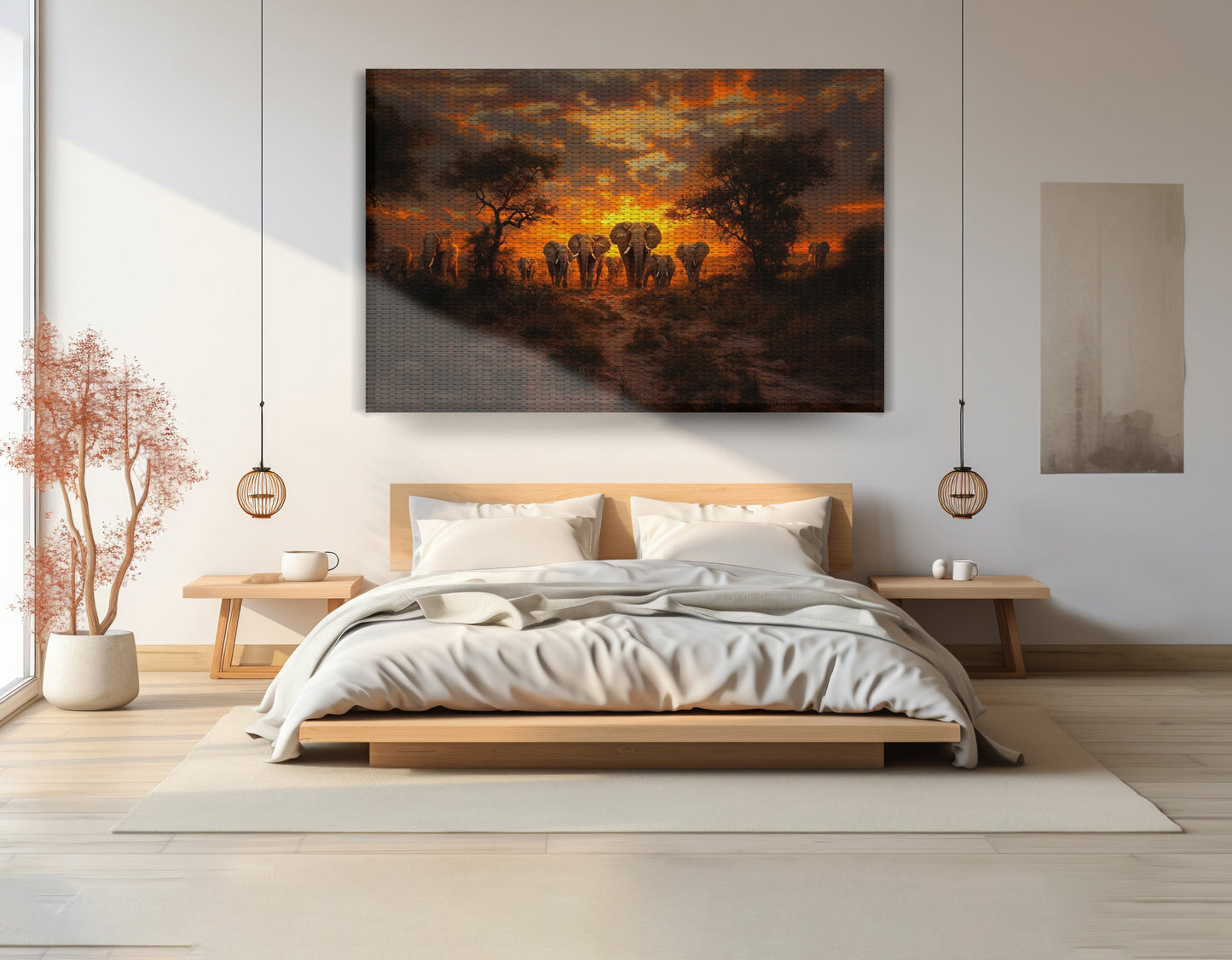 Elephant Sunset Safari Black Black culture wall art view 15