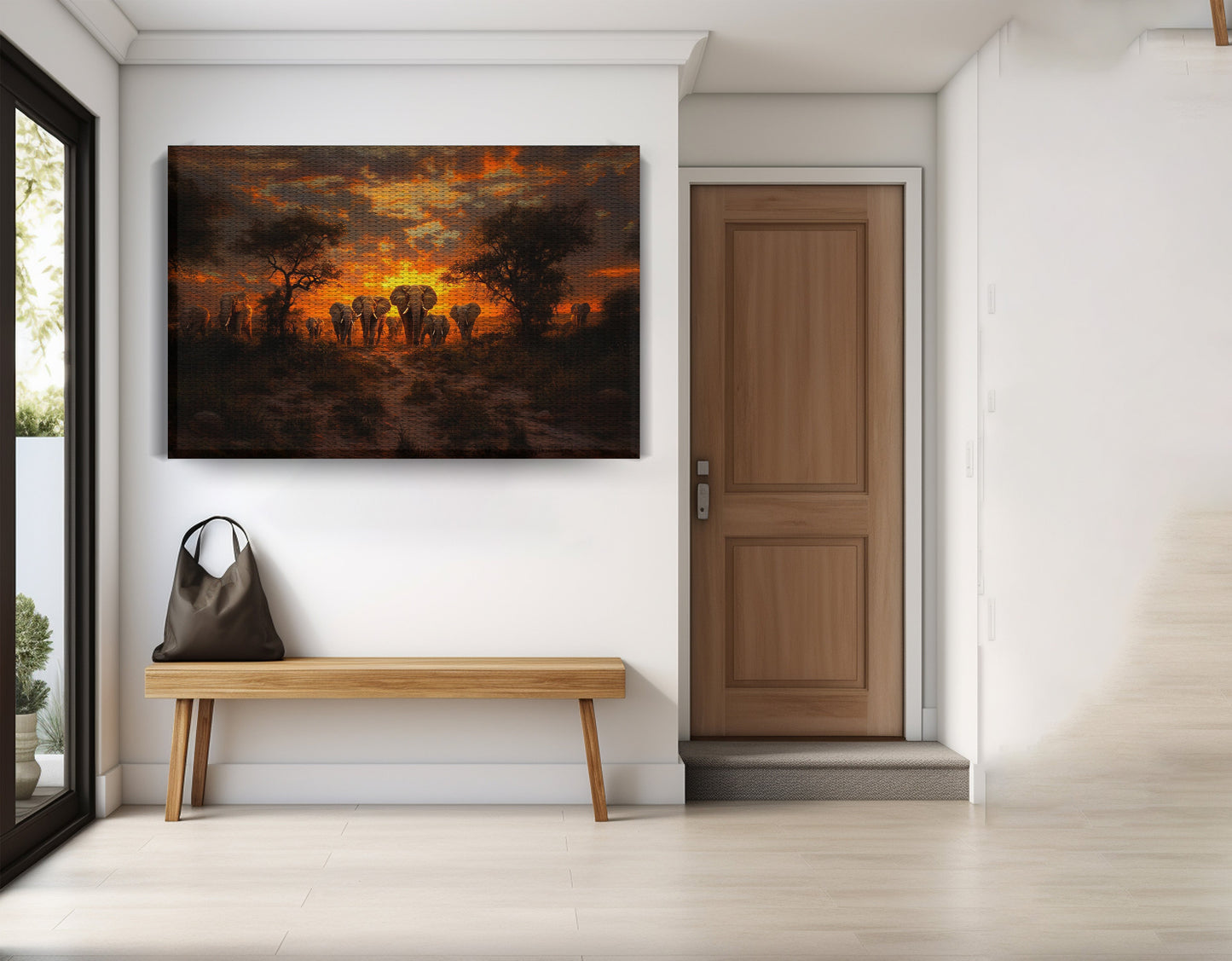 Elephant Sunset Safari Black Black culture wall art view 17