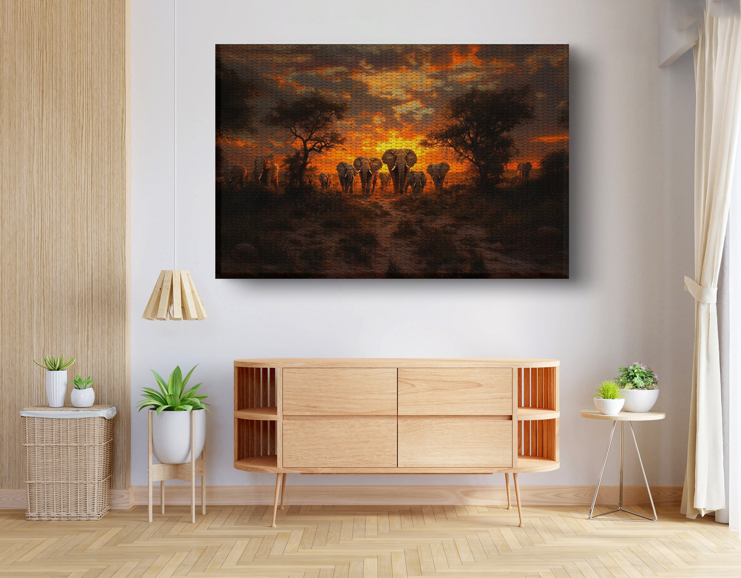 Elephant Sunset Safari Black Black culture wall art view 14