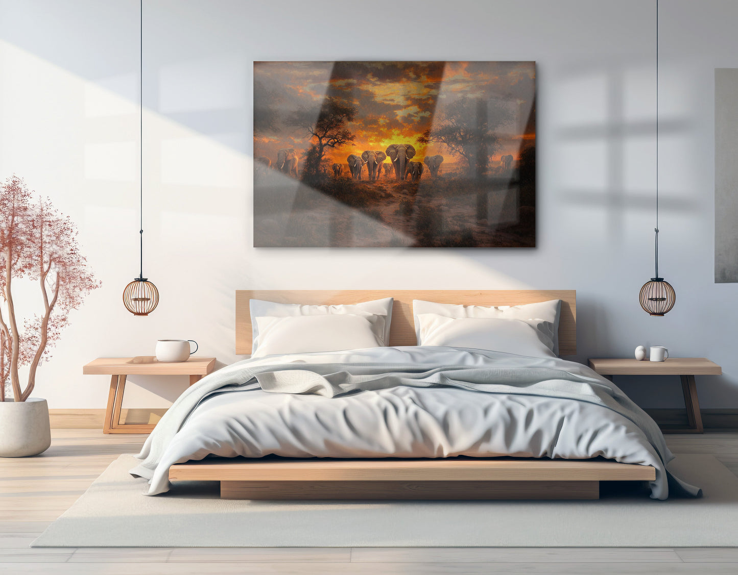 Elephant Sunset Safari Black Black culture wall art view 19