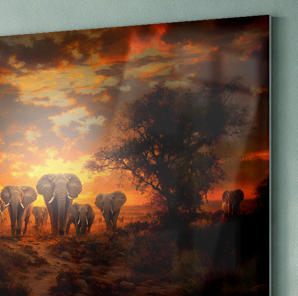 Elephant Sunset Safari Black Black culture wall art view 20