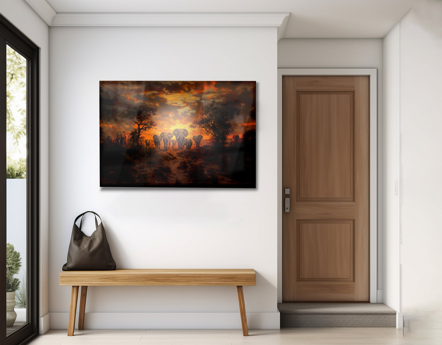 Elephant Sunset Safari Black Black culture wall art view 21