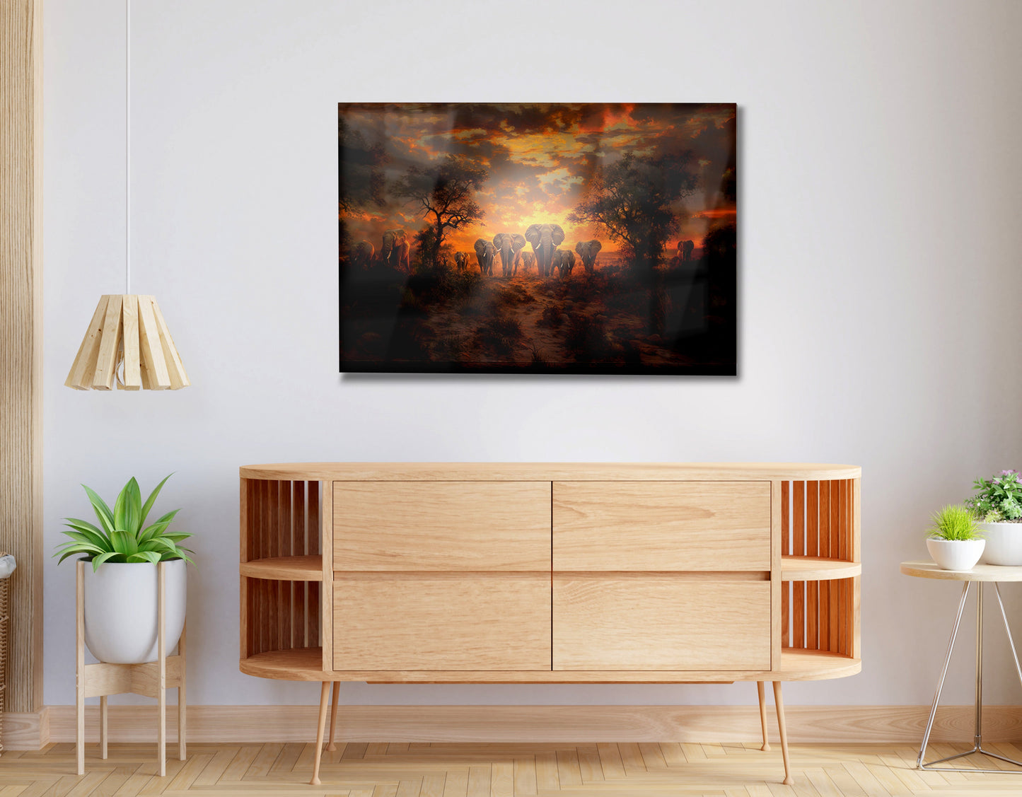 Elephant Sunset Safari Black Black culture wall art view 23