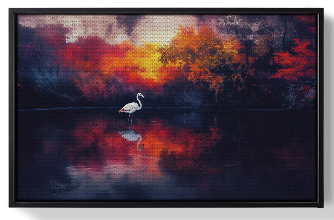 Framed Swan Lake Sunset African American canvas print for home decor